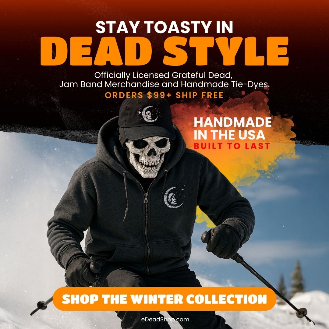 Jerry Garcia Moon Embroidered Zip Up Hoodie on Grey