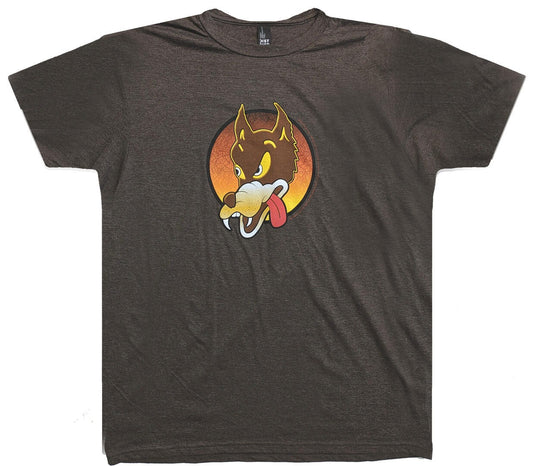 Jerry Garcia-Wolf Guitar emblem Original Brown t-shirt