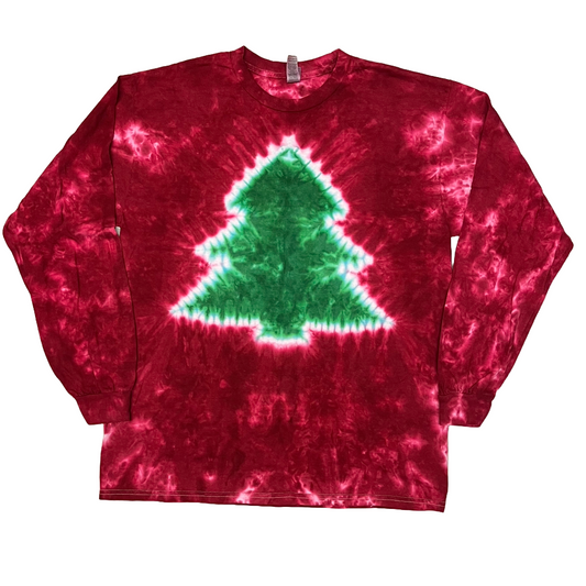 Green Tree on Red Youth Long Sleeve