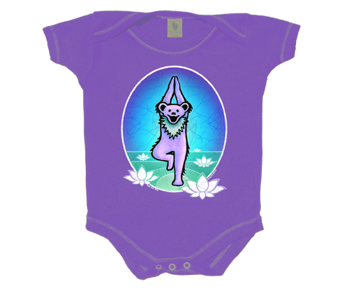 Grateful Dead " Yoga Bear on Purple" Infant Onesie Romper