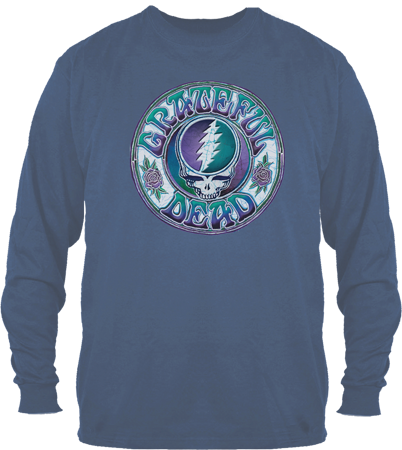 Grateful Dead - Batik Steal your Face on Blue Long Sleeve