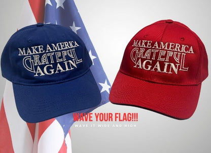 Make America Grateful Again Embroidered Hat Blue