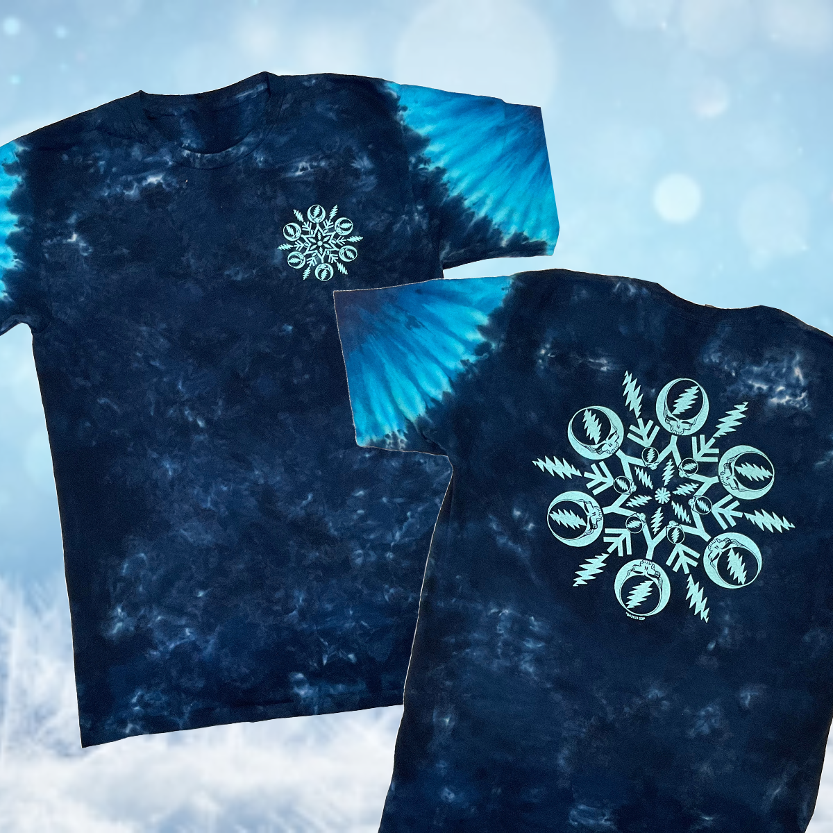 Bolt and Stealie Snowflake tie dye t-shirt