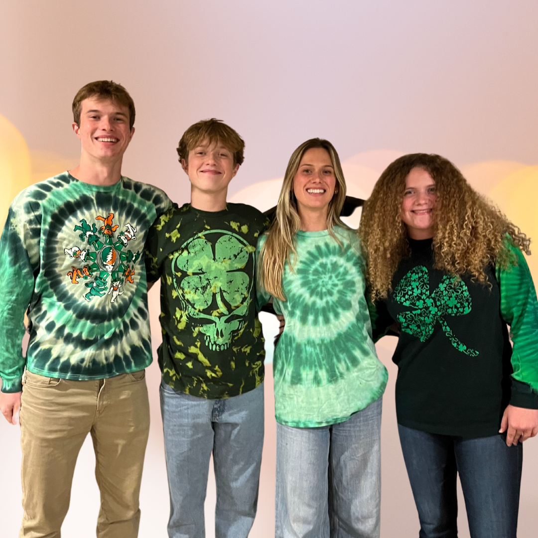 Green Shamrock Long Sleeve Tie Dye