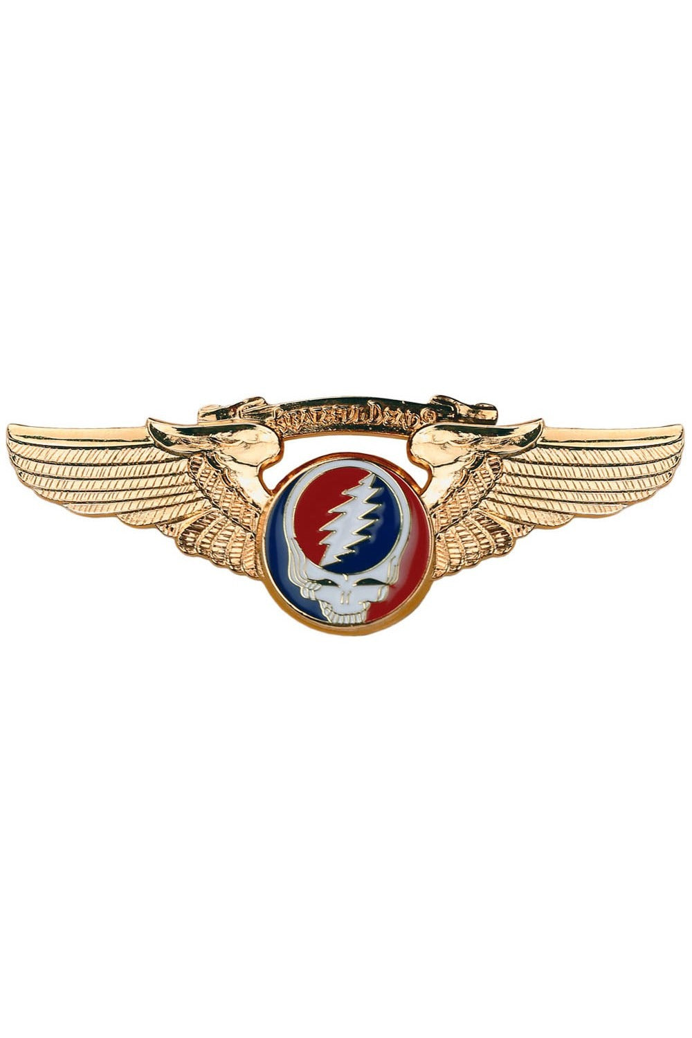 Grateful Dead Steal Your Face Large Pilot Pin Gold Plated Rockwings - eDeadShop