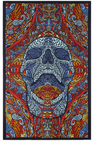 3D Mindful Skull Tapestry - Artwork by Chris Pinkerton