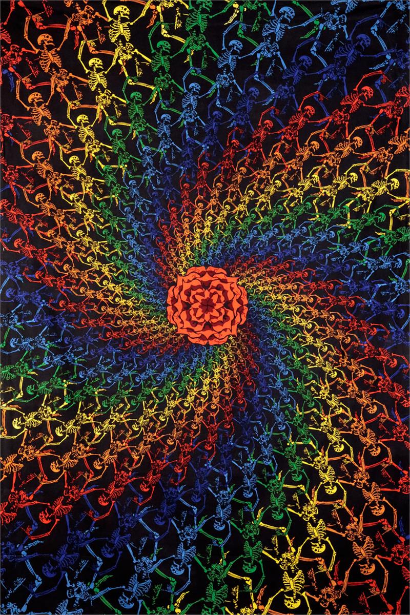 3-D Rainbow Skeletons Spiral Tapestry - eDeadShop