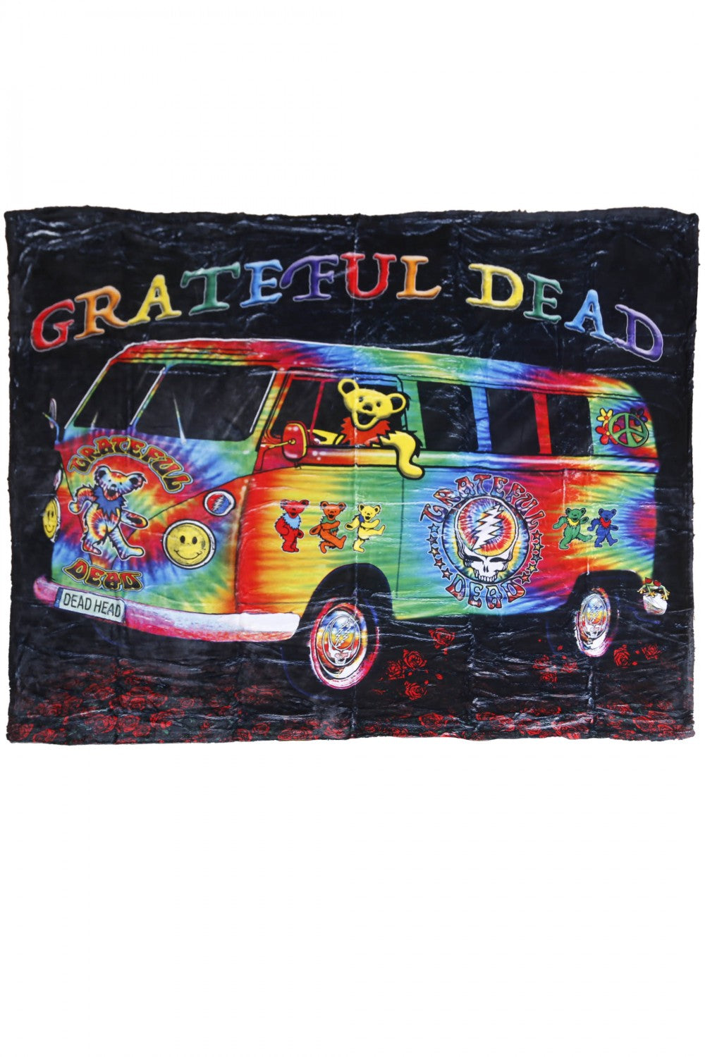 Grateful Dead Tie Dye Bus Fleece Throw Blanket - eDeadShop