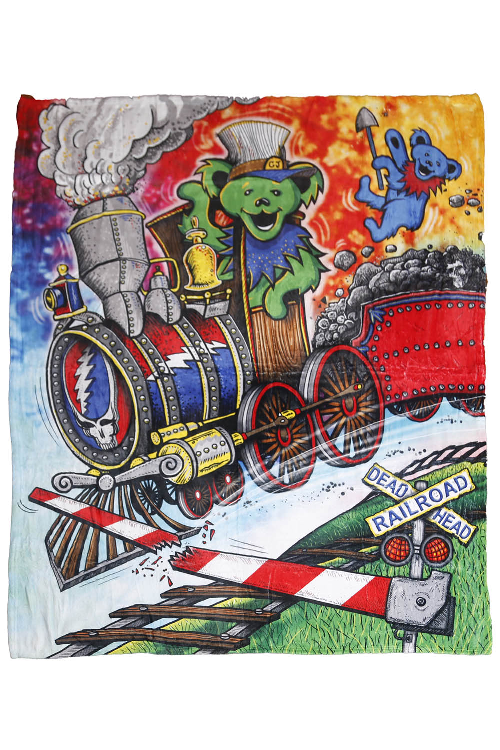 Grateful Dead Casey Jones Bear Fleece Throw Blanket - eDeadShop