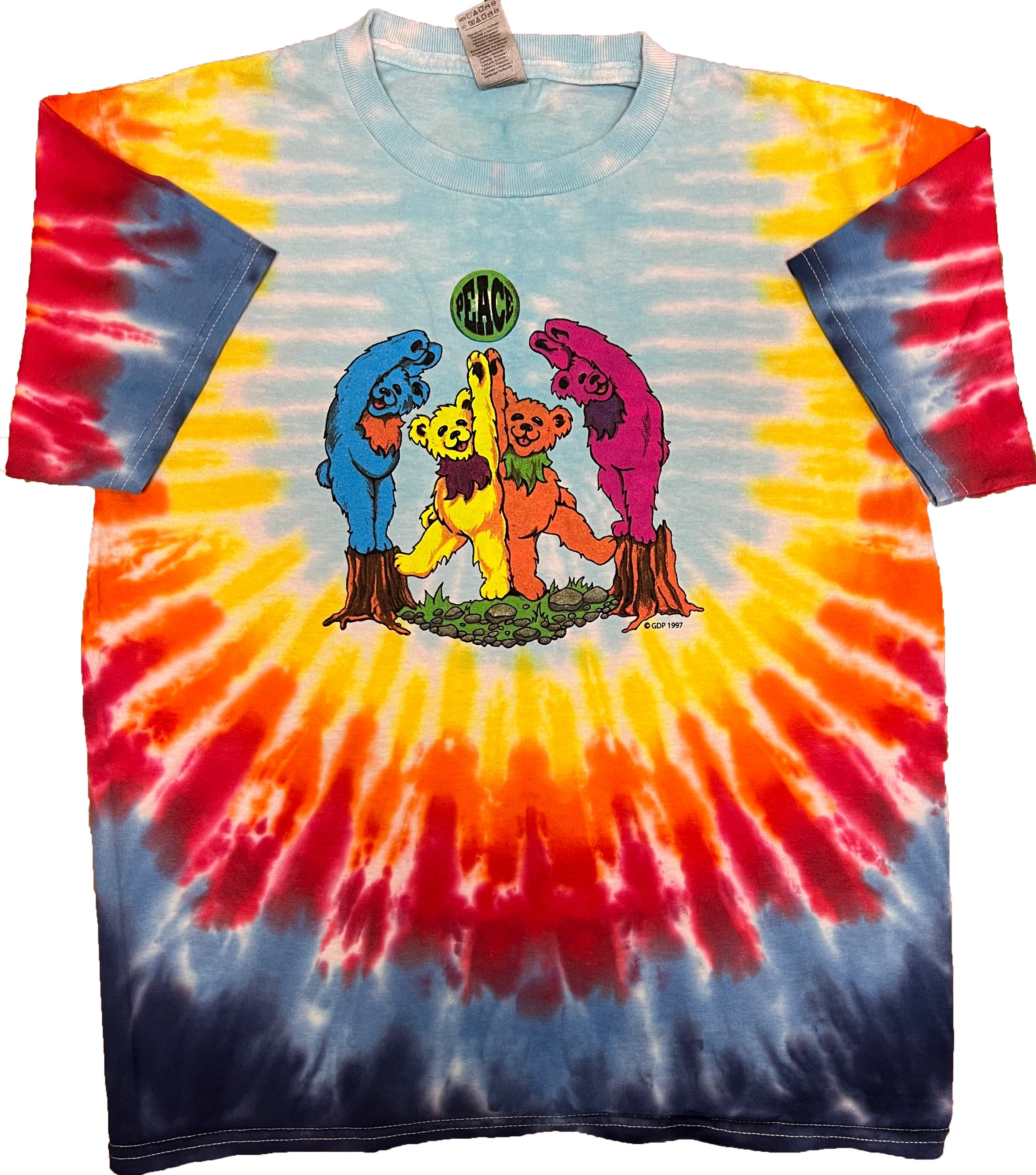 Sundog Men's Grateful Dead Peace Wood Bears Tie Dye T-Shirt 3XL