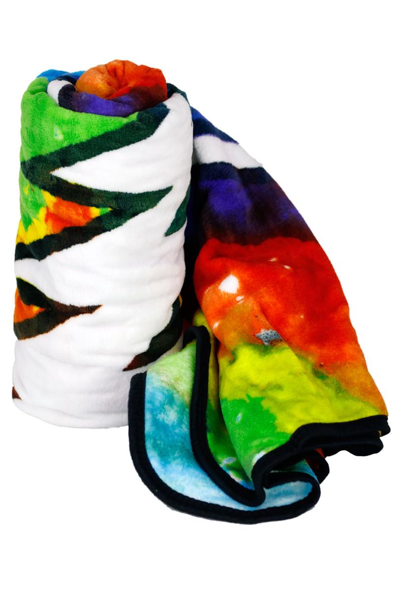 Grateful Dead Steal your Face Tie-Dye Fleece Throw Blanket - eDeadShop