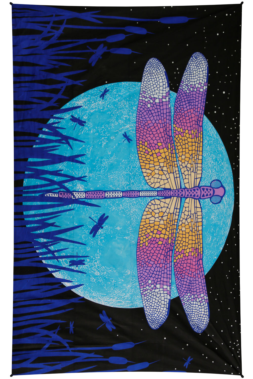 3D Glow in The Dark Dragonfly Moon Tapestry - eDeadShop