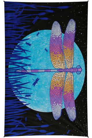 3D Glow in The Dark Dragonfly Moon Tapestry
