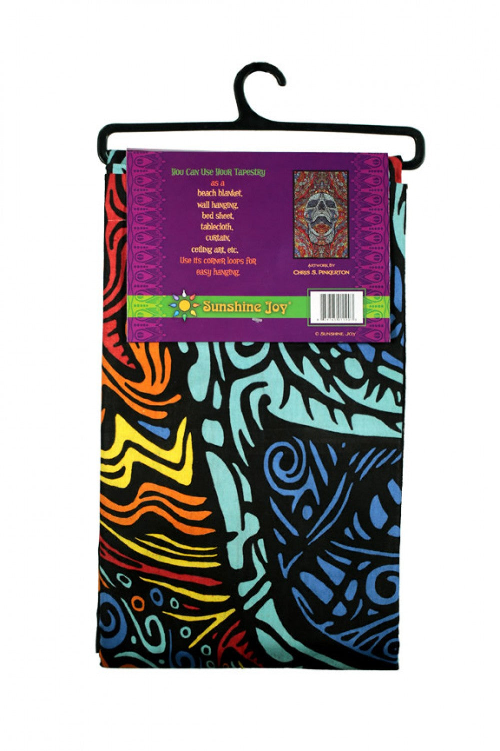 3D Mindful Skull Tapestry - Artwork by Chris Pinkerton - eDeadShop