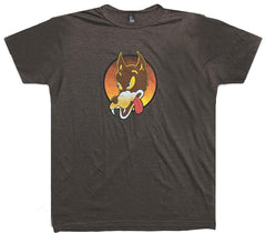 Jerry Garcia-Wolf Guitar emblem Original Brown t-shirt