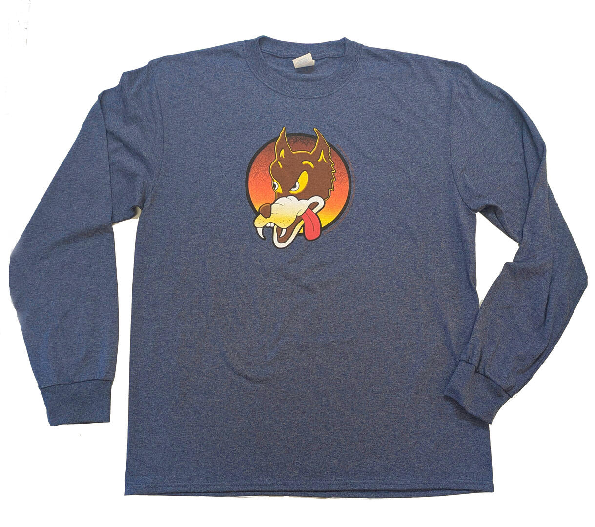 Jerry Garcia-Wolf Guitar emblem t-shirt Long Sleeve Navy Heather