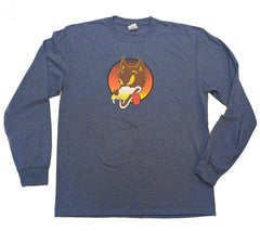Jerry Garcia-Wolf Guitar emblem t-shirt Long Sleeve Navy Heather