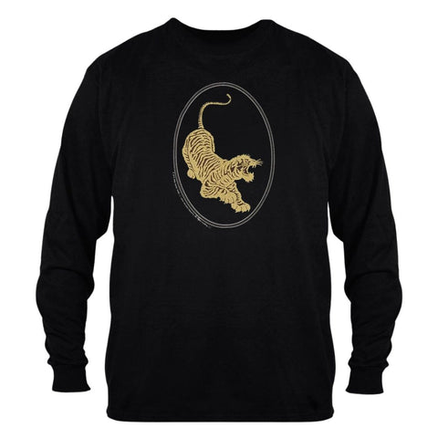 Jerry Garcia Tiger Guitar Long sleeve, Gold Ink on Black