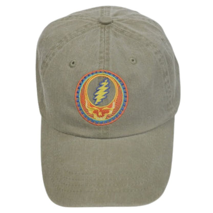 Grateful Dead Orange Sunshine stealie Embroidered Hat- Tan