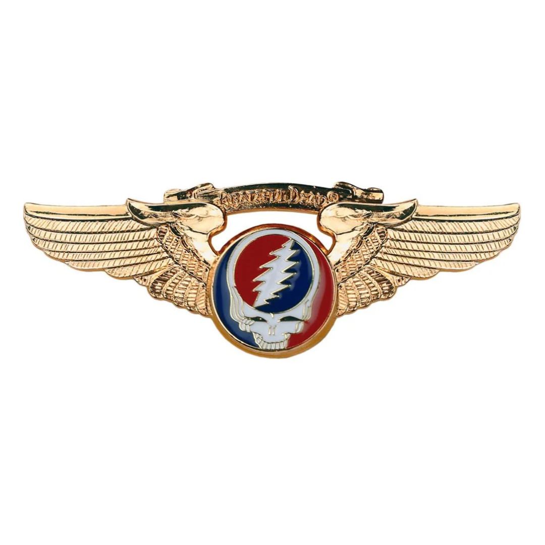 Grateful Dead Steal Your Face Large Pilot Pin Gold Plated Rockwings
