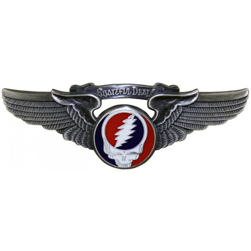 Grateful Dead Steal Your Face Large Pilot Pin Rockwings Silver
