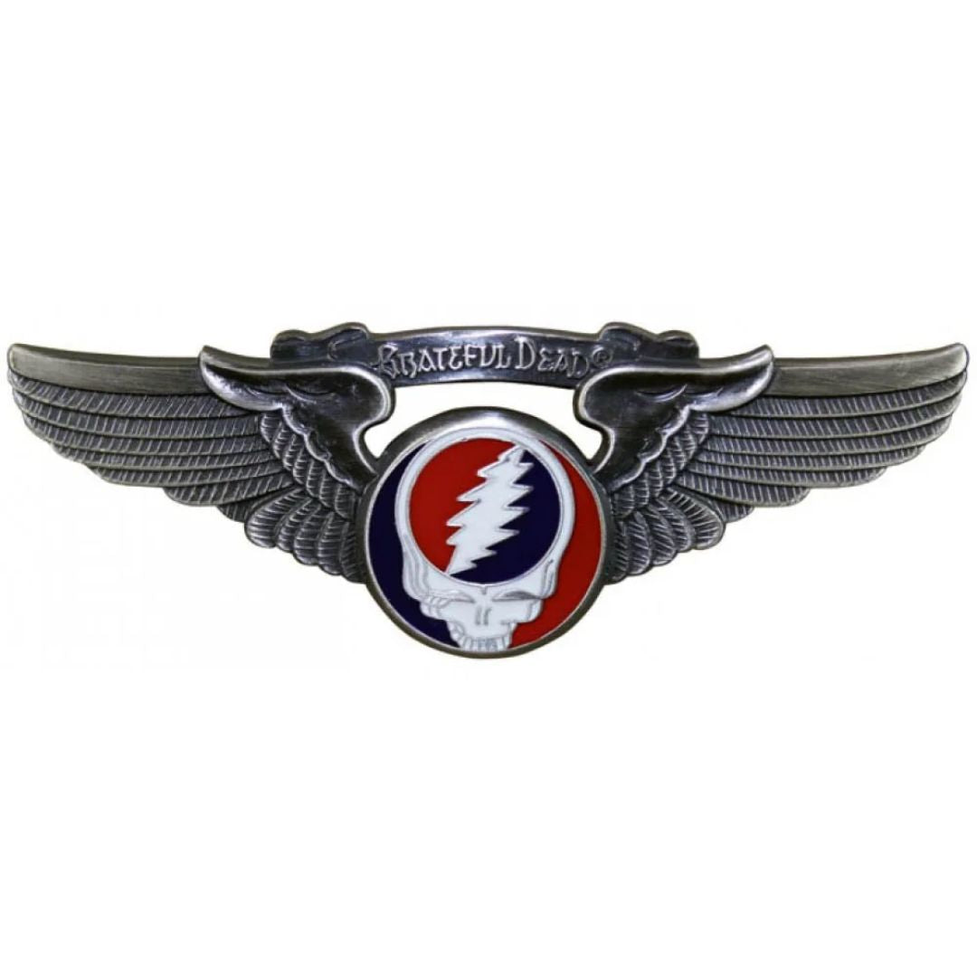 Grateful Dead Steal Your Face Large Pilot Pin Rockwings Silver