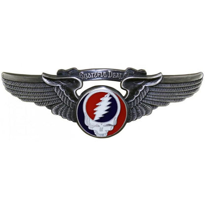 Grateful Dead Steal Your Face Large Pilot Pin Rockwings Silver