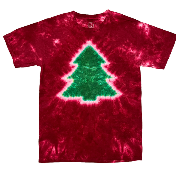 美品 holiday SUPER FINE DRY TIE-DYET-SHIRT Christmas Tree Tie Dye Youth T-Shirt | Kids Holiday Shirt | eDeadShop