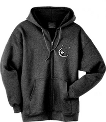 Jerry Garcia Moon Embroidered Zip Up Hoodie on Grey