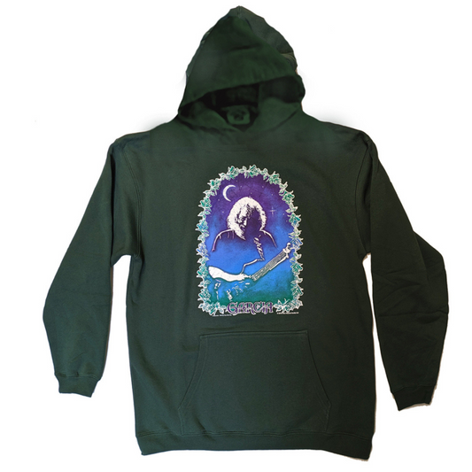 Jerry Garcia Rose on Forest Green (Oversized) Pull Over Hoodie