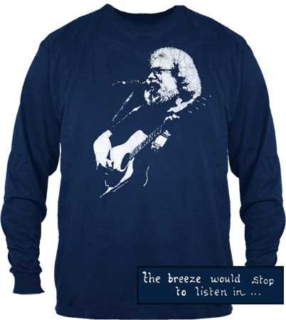 Jerry Garcia Playing Acoustic Long Sleeve tee shirt