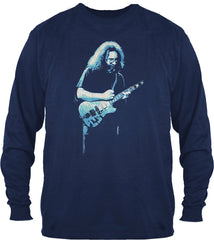 Jerry Garcia 1978 on Navy Long Sleeve t-shirt