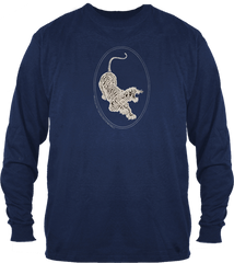 Jerry Garcia Tiger Guitar Long sleeve, Silver Ink on Navy
