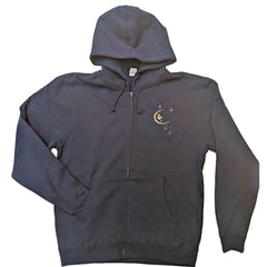 Jerry Garcia Moon Embroidered Zip Up Hoodie on Navy
