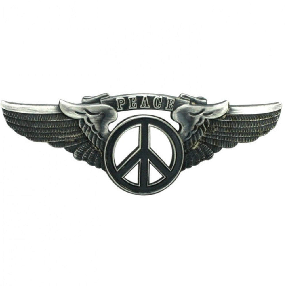 Peace Sign Wing Pin Black Large - eDeadShop