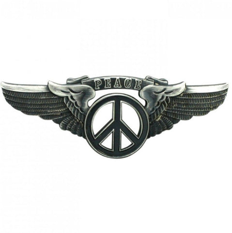 Peace Sign Wing Pin Black Small