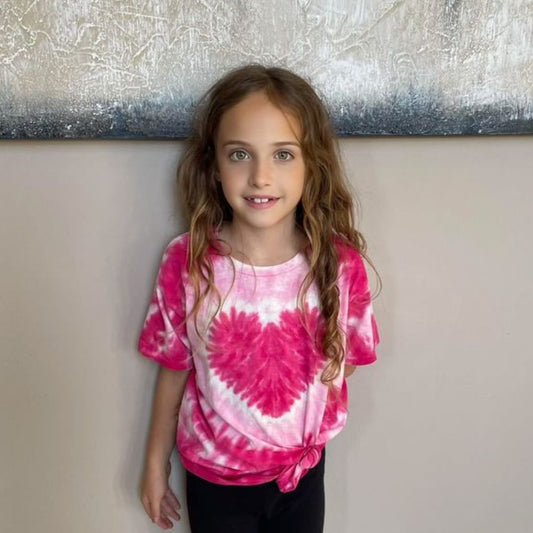 Pink Heart Youth tie dye t-shirt