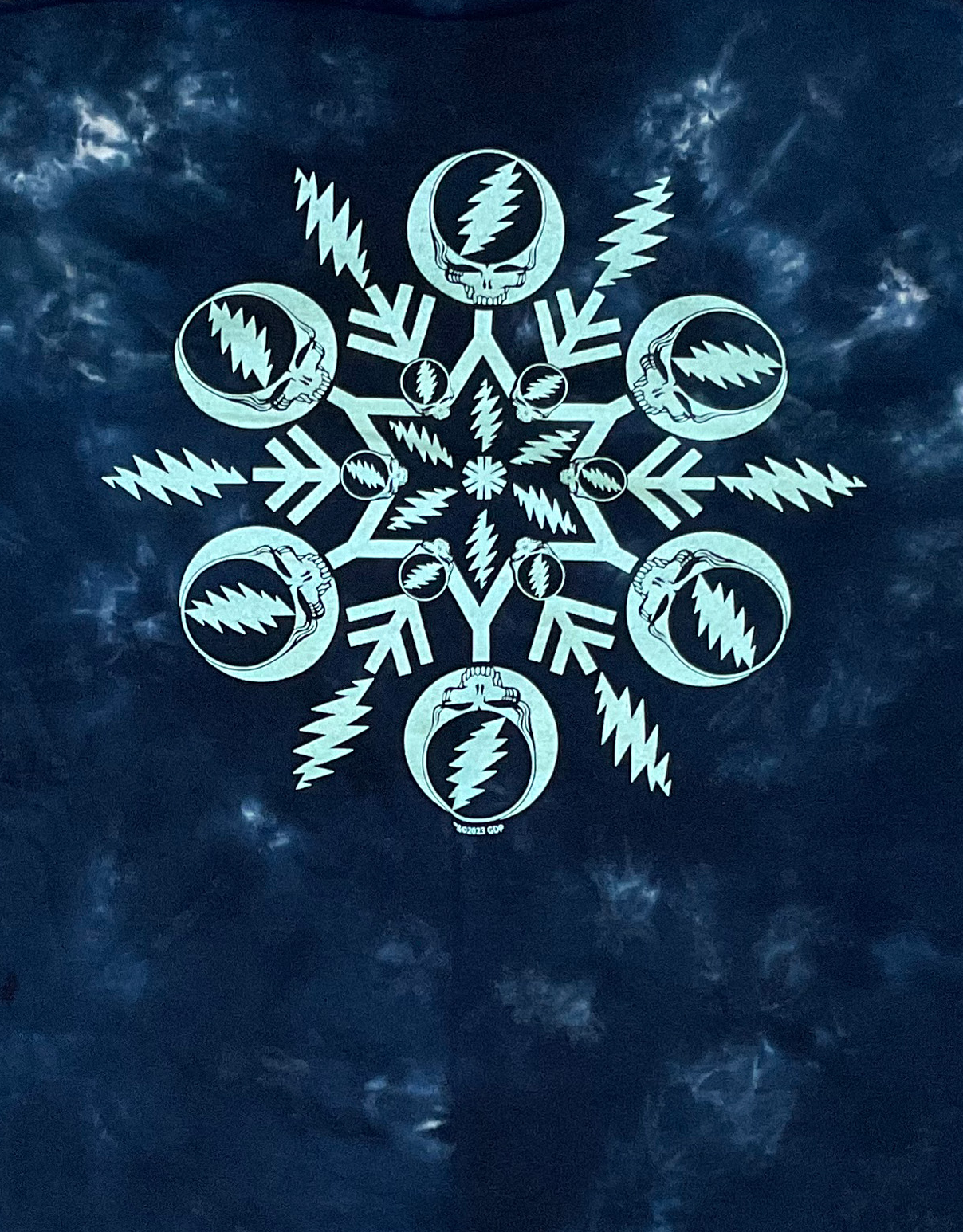 Bolt and Stealie Snowflake tie dye t-shirt