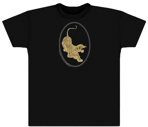 Jerry Garcia/Grateful Dead Tiger-Guitar shirt. Gold ink on Black