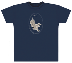 Jerry Garcia/Grateful Dead Tiger-Guitar T-shirt. Silver Ink on Navy