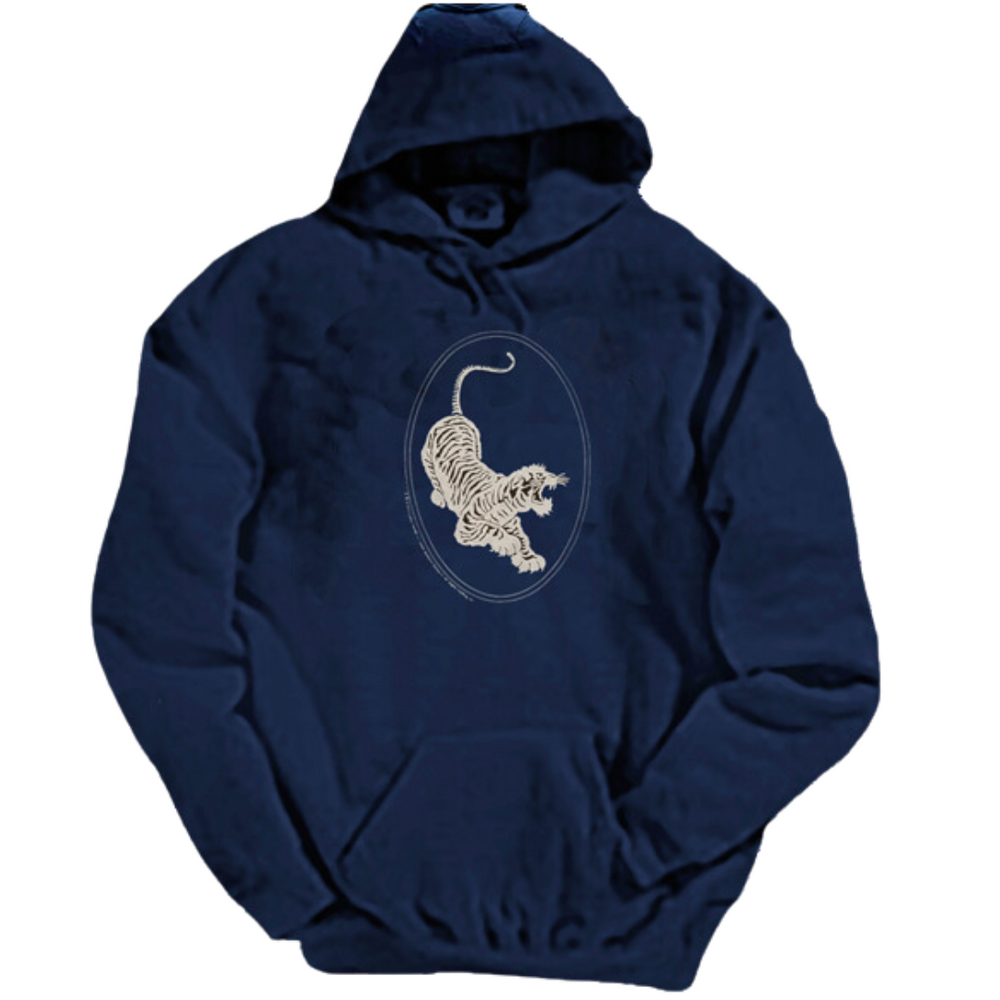 Jerry Garcia - Tiger Silver Ink on Blue Hoodie