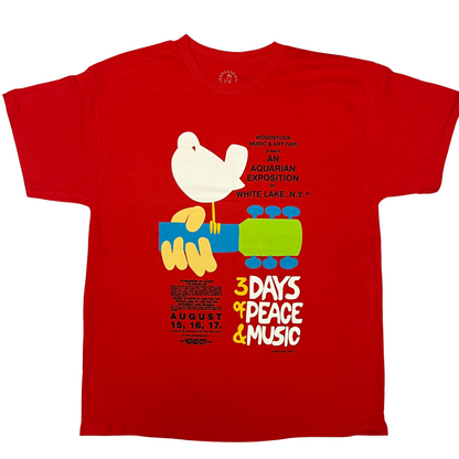 Woodstock Poster on Red t-shirt