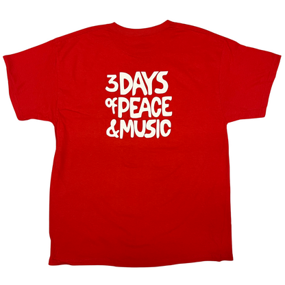 Woodstock Poster on Red t-shirt