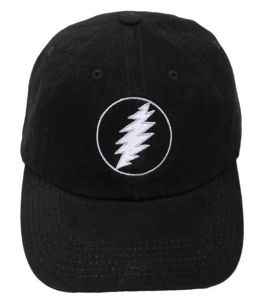 Grateful Dead Lightning Bolt Embroidered Hat on Black | eDeadShop