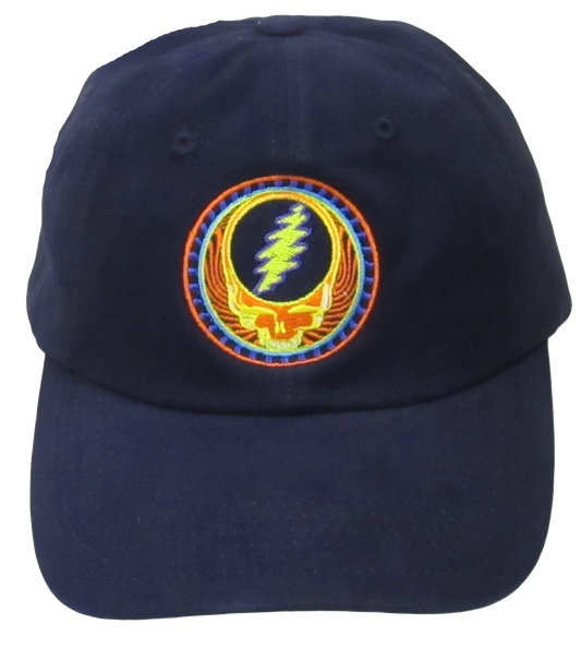 Grateful Dead Orange Sunshine Stealie Embroidered Hat - Navy