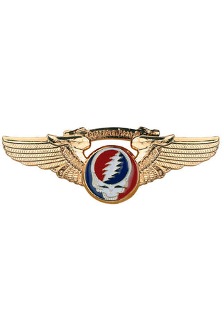 Grateful Dead Steal Your Face Large Pilot Pin Gold Plated Rockwings