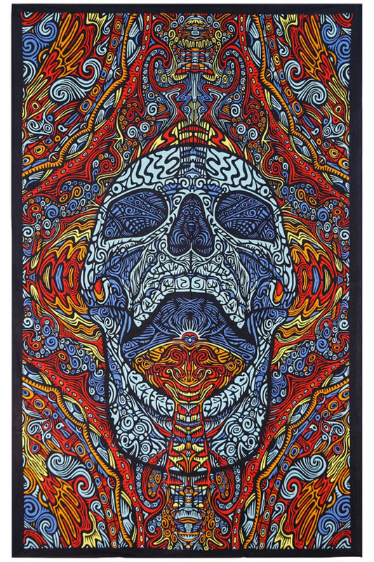 3D Mindful Skull Tapestry - Artwork by Chris Pinkerton - eDeadShop