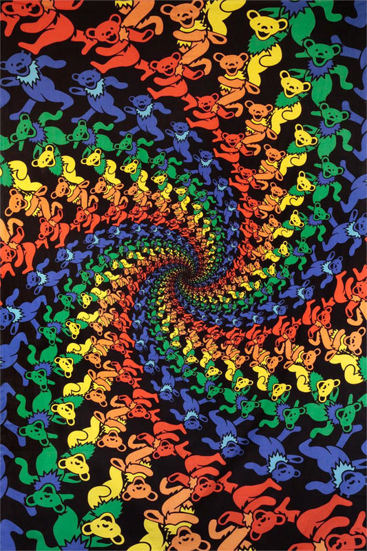 3D Grateful Dead Dancing Bears Spiral Tapestry - eDeadShop