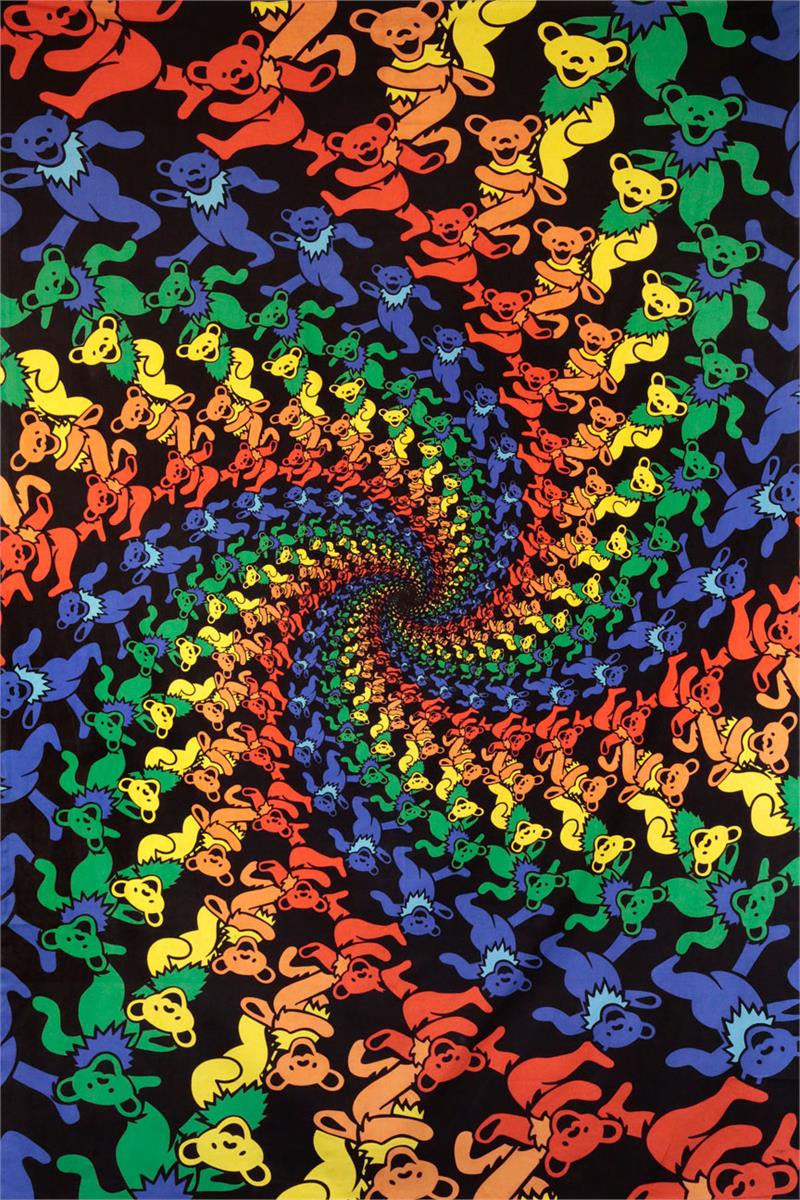 3D Grateful Dead Dancing Bears Spiral Tapestry