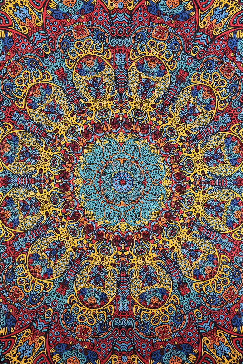 3D Psychedelic Sunburst Tapestry
